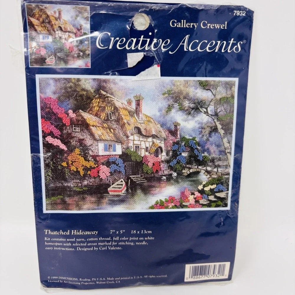 Thatched Hideaway Crewel‎ Kit Creative Accents Cottage Rpw Boat Lake 7932